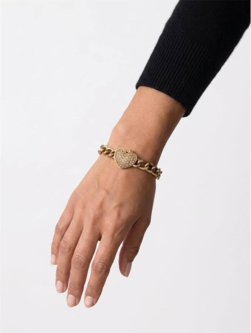 Gold tone chain bracelet heart charm Monet